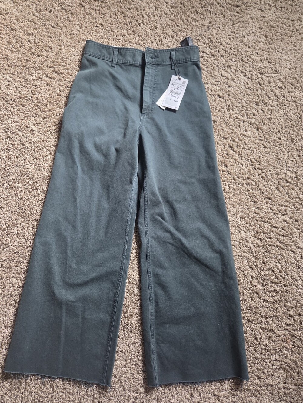 NWT Zara Wide Leg Green Jeans
